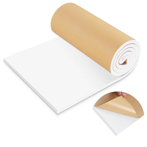 LSGCQ Sponge Neoprene Foam Padding Self Adhesive Foam Sheets, White | Closed Cell Foam Sheet Neoprene Rubber Pad for DIY Gaskets Shock Pads Liner Crafts, 12" Wide x 1/2" Thick x 59" Long - color: White, size: 12" Wide x 1/2" Thick x 59" Long