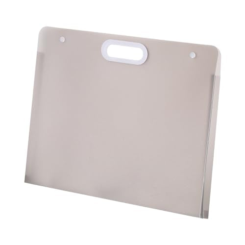 PATIKIL 17 x 14 Inch Plastic Art Portfolio, Large Art Storage Bag with Handles, Waterproof Folder Container for Artwork Drawing Sketch Poster Photography Diamond Painted, Clear Gray - color: Gray, size: 17.3" x 14.2"