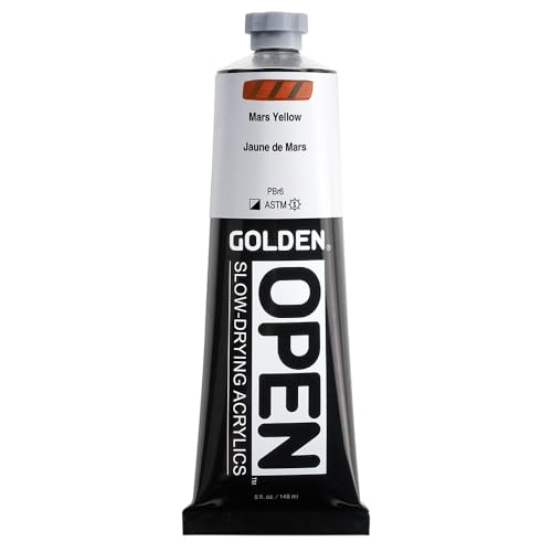 GOLDEN OPEN Slow-Drying Acrylics, Mars Yellow, 5 fl. oz. Tube - color: Mars Yellow, size: 5 Fl Oz (Pack of 1)