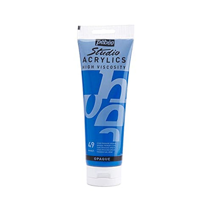 PEBEO Studio Acrylics High Viscosity, Fine Acrylic, 250 ml - Primary Cyan (169-049) - color: Primary Cyan, size: 8.45 Fl Oz (Pack of 1)