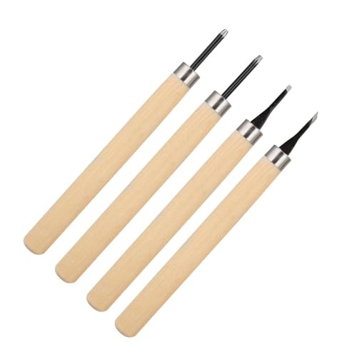 4-Piece Wood Carving Knife Set for Rubber Stamps, #1 | Steel Blades, Smooth Wooden Handles, Model 1 Sizes, 1.5 Mm Flat Round Corner, 2 Mm Oblique, Craft Projects - size: #2