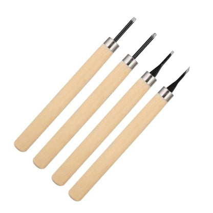 4-Piece Wood Carving Knife Set for Rubber Stamps, #1 | Steel Blades, Smooth Wooden Handles, Model 1 Sizes, 1.5 Mm Flat Round Corner, 2 Mm Oblique, Craft Projects - size: #2