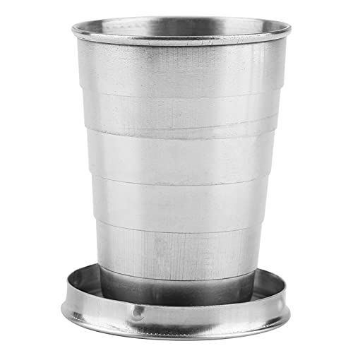 Stainless Steel Collapsible Cup, Camping Folding Cup Retractable Travel Mug with Lid Keychain Portable Drinking Outdoor Demountable Stackable Expandable Protective Cap for Hiking Picnic Coffee(S) - size: 2 Ounces