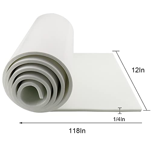 DGSL Foam Insulation Neoprene Sheets with Adhesive, 12''W x 118''L x 1/4''T | Weatherproof Soundproof Padding for Automotive, Multi-Function Soundproof Large Closed Cell Neoprene Rubber Roll, White - color: White, size: 12 in x 118 in x 1/4 Inch