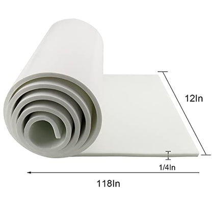 DGSL Foam Insulation Neoprene Sheets with Adhesive, 12''W x 118''L x 1/4''T | Weatherproof Soundproof Padding for Automotive, Multi-Function Soundproof Large Closed Cell Neoprene Rubber Roll, White - color: White, size: 12 in x 118 in x 1/4 Inch