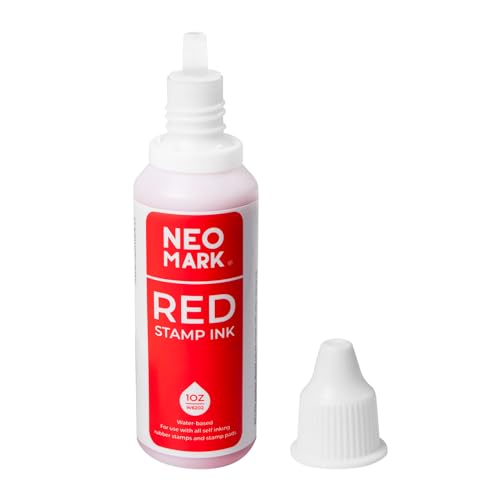 Stamp Ink, Quick-Drying Refill for Self-Inking Stamps, Red 1oz | AP-Certified, Water-Based Ink, Smudge-Resistant, Clear Impressions, Precision Refill Tip, for Date Stamps & Stamp Pads - color: Red, size: 1 fl oz