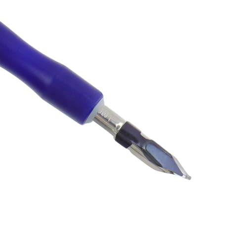 2 Set of Wood Dip Pens with Pen Nibs, Blue - color: Blue