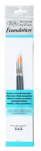 Winsor & Newton Foundation Watercolour Brush Set, SH, Round, 3 Pack - size: Round 2, 4 & 6