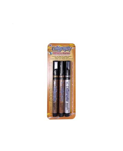 Yasutomo 2mm Tip Calligraphy Metallic Markers, Assorted Colors (NSC703M)