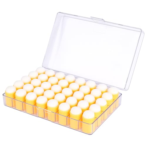 40 Pieces Sponges Daubers with Storage Case - Finger Sponge Daubers with Soft Sponge Head - Perfect for Painting, Drawing, Stenciling, Card Making and More - color: Yellow