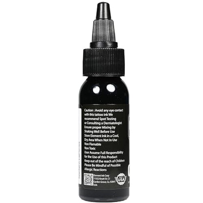 Element Tattoo Supply Black Tattoo Ink for Skin, 1oz Bottle | professional black ink for skin, smooth reliable flow, deep bold saturation, USA made, vegan formula, trusted by artists - size: 1oz