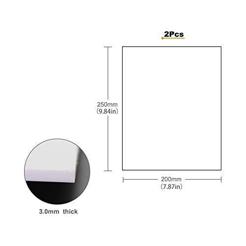 ABS0930 2pcs 3mm Thickness 200mm x 250mm White ABS Sheets 9.84'' x 7.87'' x 0.12'' ABS Styrene Sheets for Model Train Layout (3mm) - size: 3mm