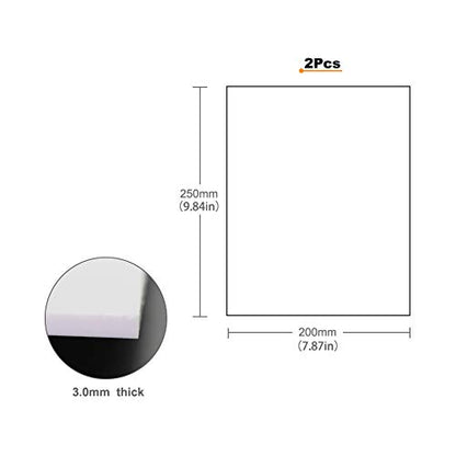 ABS0930 2pcs 3mm Thickness 200mm x 250mm White ABS Sheets 9.84'' x 7.87'' x 0.12'' ABS Styrene Sheets for Model Train Layout (3mm) - size: 3mm