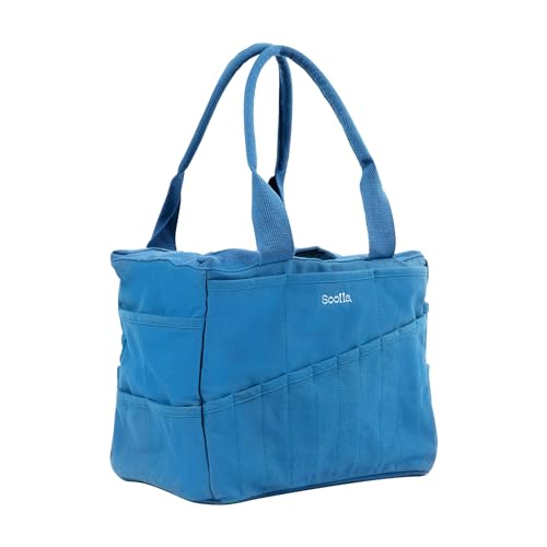 Soolla Studio Bag: Art Supply Storage Organizer & Pottery Tool Bag, Washable Tote, Yarn Bag, Crochet, 30 Pockets, 15+ Colors - color: Blueberry Bliss
