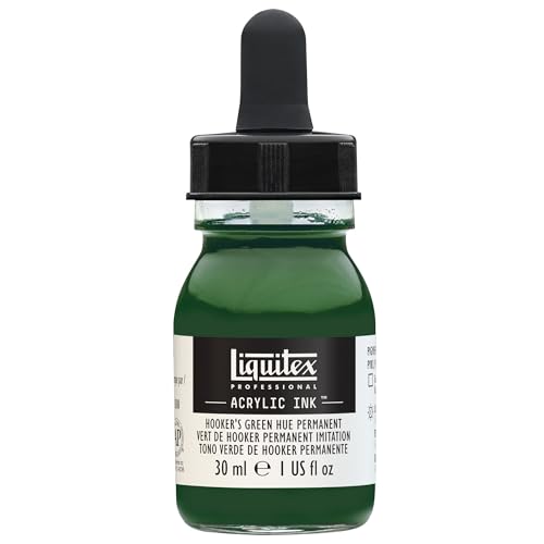 Liquitex Professional Acrylic Ink, 1-oz (30ml) Jar, Hooker's Green Hue Permanent - color: Hooker's Green Hue Permanent, style: 1-oz Jar