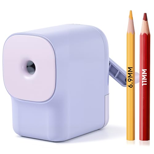 deli Manual Pencil Sharpener, Purple | For 6.9-11mm No.2 /Colored pencils, Auto-In Design with 5 Adjustable Settings for Students, Home, Office - color: Purple