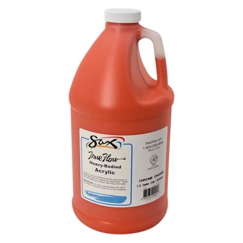 Sax True Flow Heavy Body Acrylic Paint, 1/2 Gallon, Chrome Orange - 439286, 64 Fl Oz (Pack of 1) - color: Chrome Orange