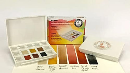 Daniel Smith Hand Poured Watercolor, Half Pans, Earth Set with 6 Watercolor Half Pans, 9 Empty Half Pans, 1 Plastic Travel Case (Total 16 Pieces) 285650002 - style: Earth Set of 6 Colors with 9 Plastic Cases