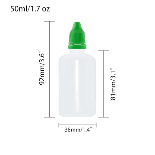 12 Pcs Dropper Bottles, 50ml/1.7 oz Empty Squeezable Small Mouth Dropper Bottle, Liquid Dropper Bottle with Green Cap - color: Green Cap