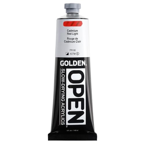 GOLDEN OPEN Slow-Drying Acrylics, Cadmium Red Light, 5 fl. oz. Tube - color: Cadmium Red Light, size: 5 Fl Oz (Pack of 1)