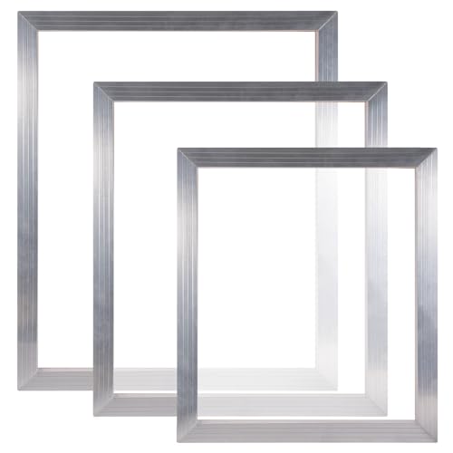 Caydo 3 Piece Aluminum Silk Screen Printing Frames with 110 Mesh for Screen Printing with Screen Printing Machine, 19.3x12.2inch / 41x31cm Screen Printing Press