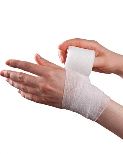 RISEN Cohesive Bandage 2” x 5 Yards, 6 Rolls, Self Adherent Wrap Medical Tape, Adhesive Flexible Breathable First Aid Gauze Ideal for Stretch Athletic - color: White, size: 6 Count (Pack of 1)