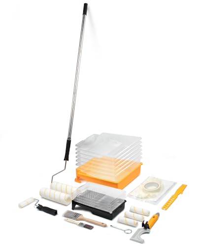 VOOMEY 28PCS Paint Roller Kit with Extension Pole, 9" & 4" Rollers Set - style: 28pcs 9inch paint roller kit