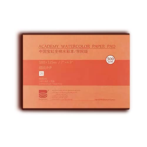 BAOHONG Watercolor Paper Block, 100% Cotton, Acid-Free, 140LB/300GSM, Hot Press Surface, 20 Sheets (Hot Press 4.9" x7") - size: Hot Press 4.9"x7“