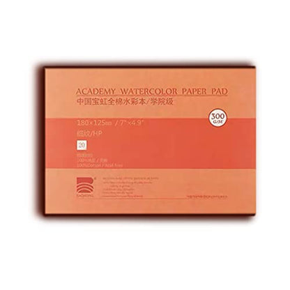 BAOHONG Watercolor Paper Block, 100% Cotton, Acid-Free, 140LB/300GSM, Hot Press Surface, 20 Sheets (Hot Press 4.9" x7") - size: Hot Press 4.9"x7“
