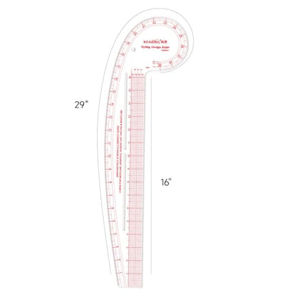 KEARING 29" Styling Design Ruler - Clear Acrylic French Curve Sewing Tool - style: PM6503(29")
