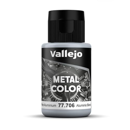 Vallejo - Metal Color | White Aluminium 32 ml (1.08 fl.oz.) | Faithfully Reproduce Different Metallic Finishes - style: White Aluminium 32 ml (1.08 fl.oz.)
