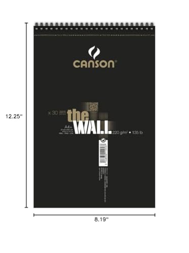 CANSON The Wall Marker 200gsm A4 Paper, Extra Smooth, Spiral Pad Short Side, 30 White Sheets, Ideal for Professional Artists & Illustrators - size: A4