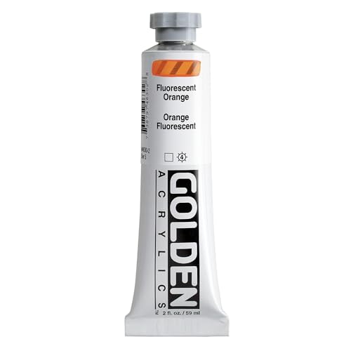 GOLDEN Heavy Body Acrylics, Fluorescent Orange, 2 fl. oz. Tube | Artist grade acrylic paint with rich pigment load and a thick body that retains texture and toolmarks.