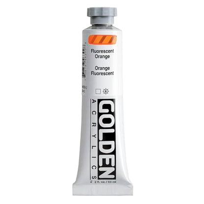 GOLDEN Heavy Body Acrylics, Fluorescent Orange, 2 fl. oz. Tube | Artist grade acrylic paint with rich pigment load and a thick body that retains texture and toolmarks.