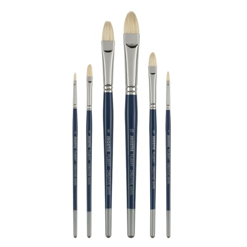 Creative Mark 6 Piece Filbert Short Handle Paintbrush Set, Perfect for Oil and Alkyd Painting, Traveling & Workshops - size: Filbert