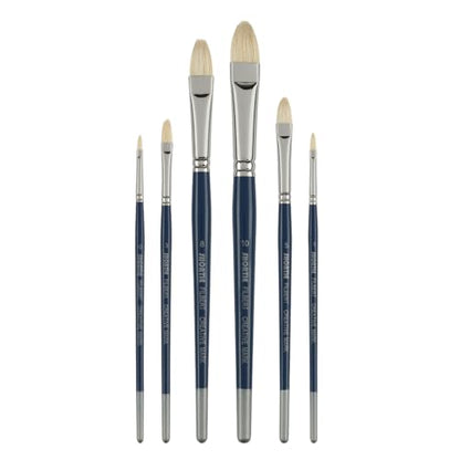 Creative Mark 6 Piece Filbert Short Handle Paintbrush Set, Perfect for Oil and Alkyd Painting, Traveling & Workshops - size: Filbert