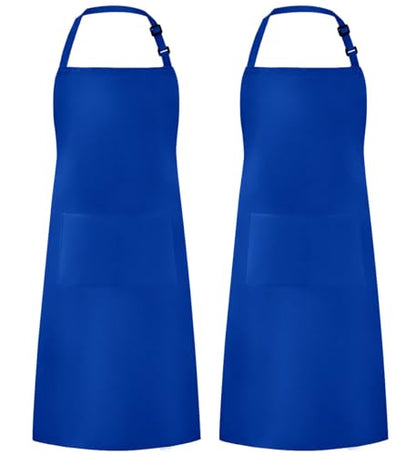 Syntus Apron for Men Women, Adjustable Cooking Kitchen Apron with 2 Pockets | Machine Washable, Firm Stitching, Stain Resistance, Long Tie Straps, 2 Pockets, Versatility, Unisex Use, Gift, BBQ - color: Blue, style: 2 Polyester