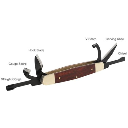 21PCS Foldable SK5 Steel Wood Carving Knife Set with Storage Bag & Gloves | SK5 high carbon steel, sharpening stone sandpaper & beech blanks, cut-resistant gloves, for DIY whittling woodworking crafts