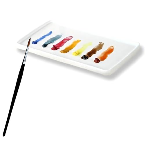 Porcelain Watercolor Palette, Ceramic Paint Mixing Tray(10*4.7'' Rectangle) | Artist’s Porcelain Palette: Premium Ceramic Mixing Tray for All Painting Media ,Watercolor, Gouache, Acrylic & Oil Painting - size: 4.7" x 0.5" x 10"