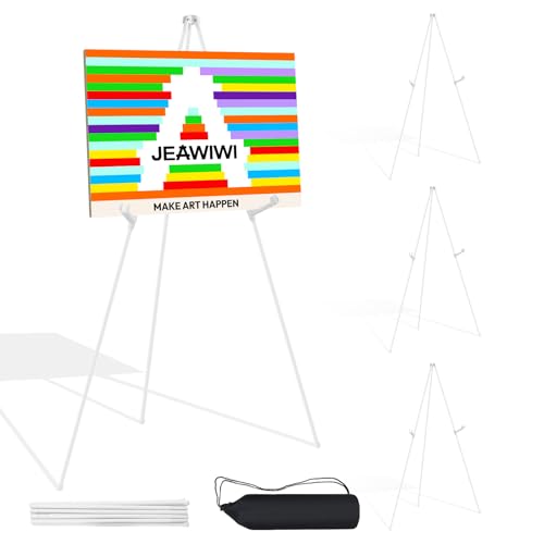 JEAWIWI 4 Pcs Lightweight Easel Stand, 66 Inch, White, with Portable Bags | Adjustable Metal Folding Easel Stand, for Display Show, Arts, Poster, Wedding Sign, for Home & Office Use - color: White, size: 4 PCS