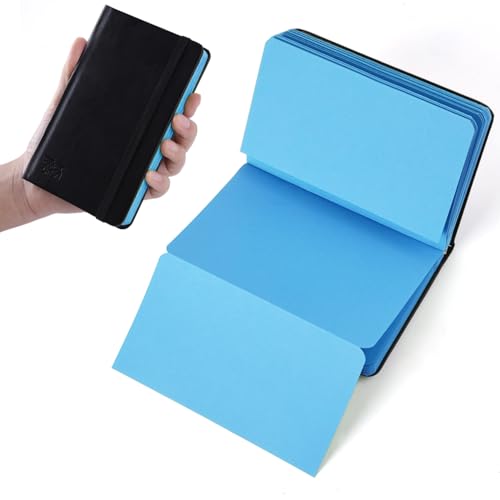 3.54" x 5.7" Blue Paper Sketchbook,34 Sheets Small Mixed Media Notebook,120 GSM Acid-Free Folding Colored Drawing Paper, Hardcover Journal Art Supplies Sketch Pad for Coloring Sketching - color: 120gsm-folding paper blue
