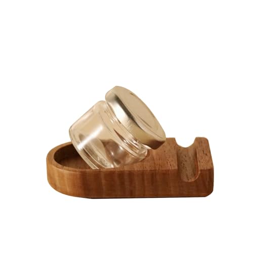 Upgrade Wooden Tilting Calligraphy Pen Holder with Empty Glass Ink Bottle Container, Calligraphy Oblique Nib Holder Stand Base Set Desktop Tabel Decoration - style: Upgraded One Glass Ink