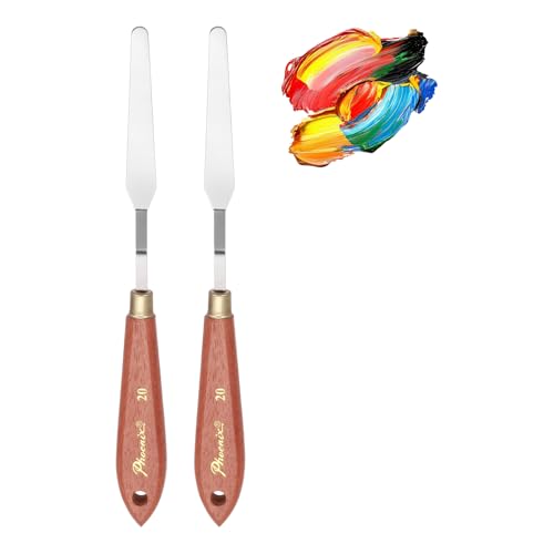 MECCANIXITY Pack of 2 Palette Knife No.20, 7.5" Long with Stainless Steel Flexible Spatula Pallet Knife and Wood Handle for Scraping, Mixing, Oil Acrylic Painting Canvas - style: No.20