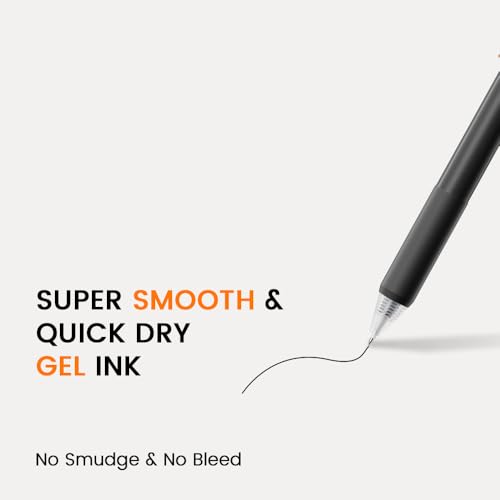 BIYUNRO Gel Pens - Black Ink 4pcs 0.5 mm Fine Point Smooth Writing Pen, Office School Journaling Supplies (Black) - color: Black