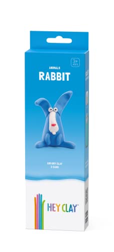 Hey Clay Animals - Claymate Rabbit - Colorful Modeling Air Dry Clay for Kids - Air Dry Clay Kit 3 Cans with Fun Interactive App - color: Rabbit