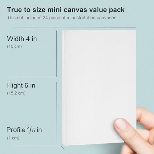 AUREUO Mini Stretched Canvas - 4x6 Inch/24 Pack - 2/5 Inch Profile Small Square Canvas - Gift Set Bulk Pack Canvases for Acrylic Painting & Craft - size: 4"x6"