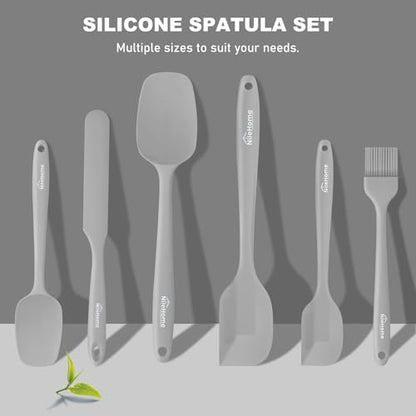 NileHome 6 Pieces Silicone Spatula Set with Silicone Brush,Mixing-Grey - color: Gray