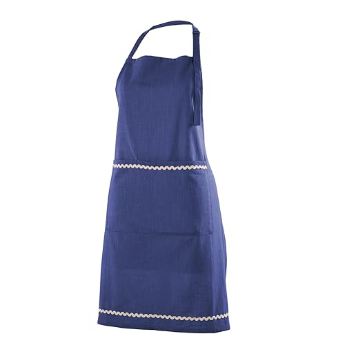 FINGERCRAFT Apron, Dual Pocket, Adjustable Tie, Multipurpose Washable Bib Apron for Home, Kitchen, Chef and Professionals - color: Bellwether Blue
