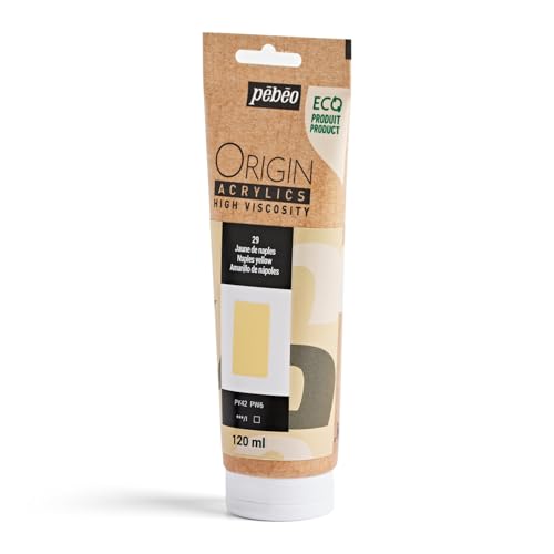 PEBEO Origin Acrylics 120ml Matte Acrylic Paint, Naples Yellow | Classic warm pale yellow for light-filled passages - dense matte acrylic in a 120ml eco-tube, intense and lightfast. - color: Naples Yellow
