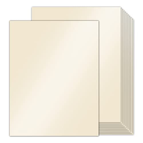 24 Sheets Cream Shimmer Cardstock 8.5 x 11 Ivory Paper | Goefun Off White Card Stock Printer Paper for Invitations, Certificates, Crafts, Card Making - color: cream
